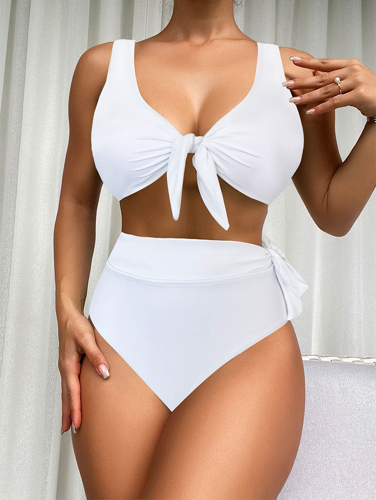 Damen Hochgeschnittener Bikini mit verstellbarem Knoten