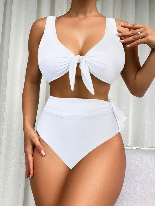 Damen Hochgeschnittener Bikini mit verstellbarem Knoten