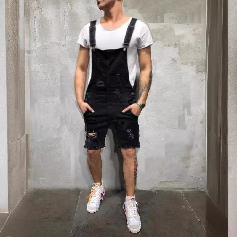Herren Jeans-Latzhose im Used-Look mit abnehmbaren Trägern