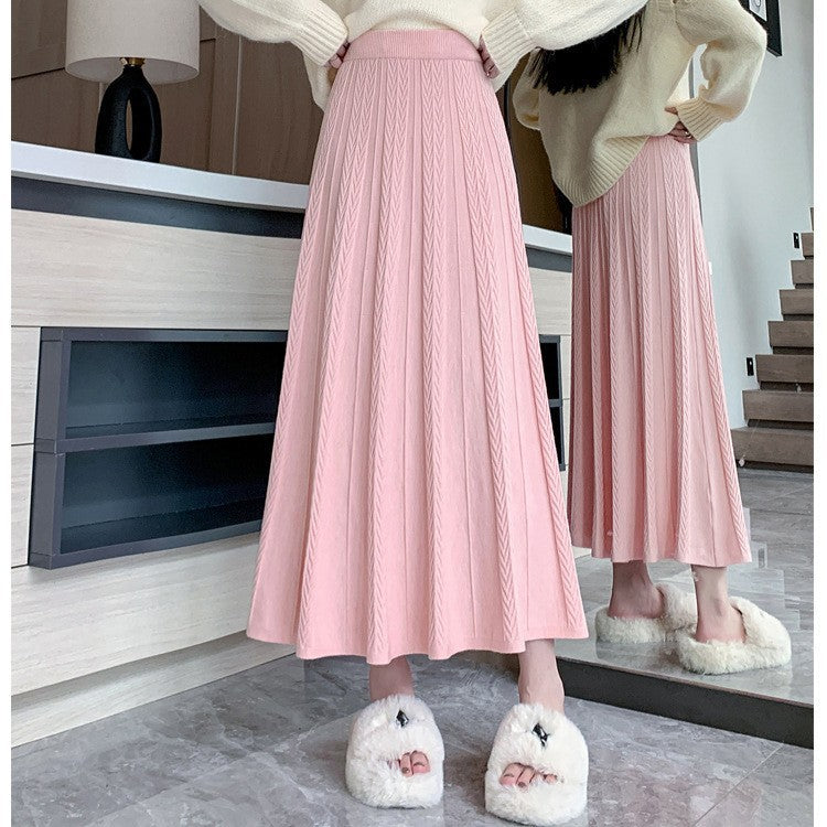 Damen Plissierter Maxirock mit schickem Zopfmuster Shop Nory