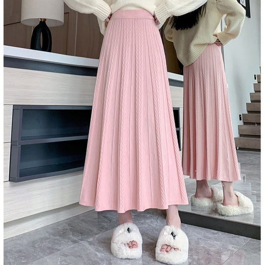 Damen Plissierter Maxirock mit schickem Zopfmuster Shop Nory