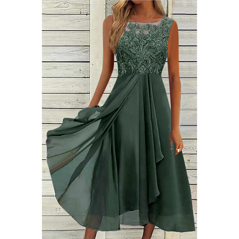 Damen elegante Cocktailkleid mit kunstvollen Spitzenakzenten