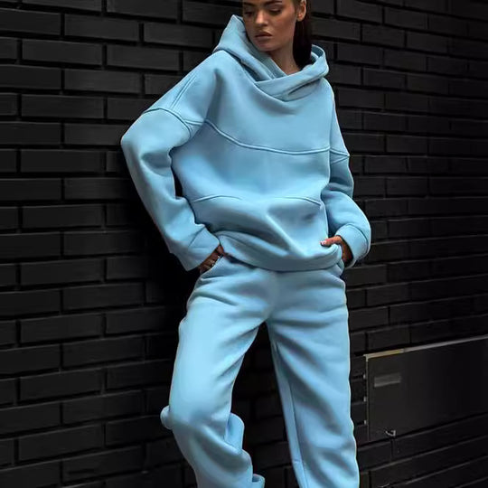 Damen Oversized Loungewear-Set aus schwerem French-Terry mit strukturierter Kapuze und Relax-Jogginghose Shop Nory