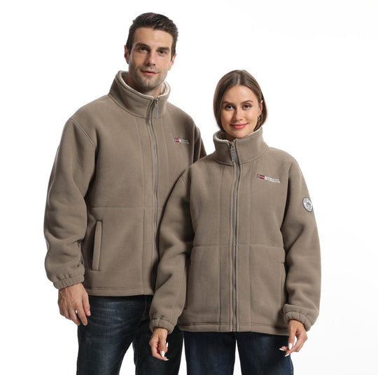 Herren Fleece-Outdoorjacke mit Stehkragen durchgehendem Reißverschluss und elastischen Bündchen Shop Nory