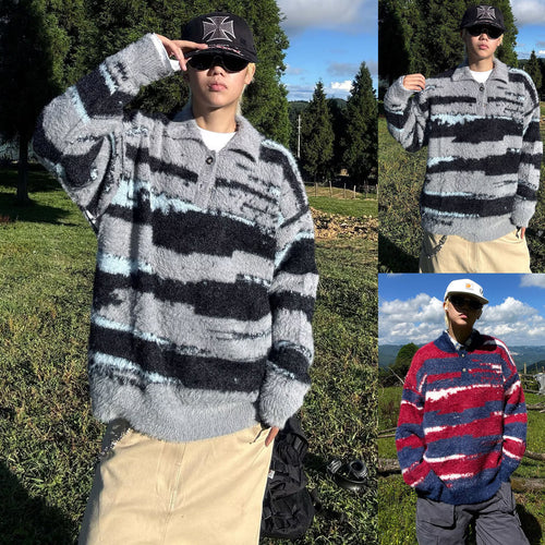 Damen Kuscheliger Oversized Pullover mit Streifen Shop Nory