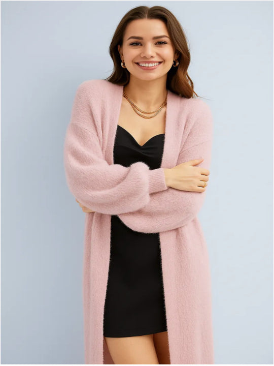 Damen Flauschiger Langarm Cardigan Shop Nory