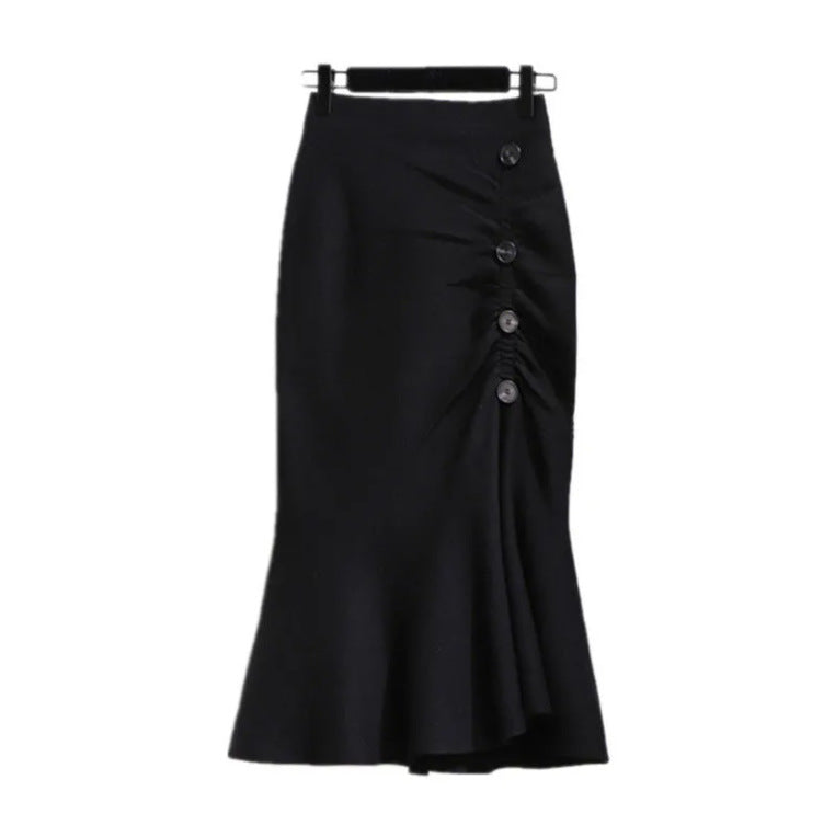 Damen Eleganter, figurbetonter Midi-Rock mit Knopfdetails Shop Nory