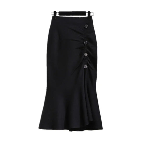 Damen Eleganter, figurbetonter Midi-Rock mit Knopfdetails Shop Nory