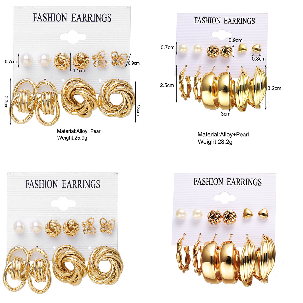 Damen Ohrringe-Set mit elegantem Knoten- und Perlendesign Shop Nory