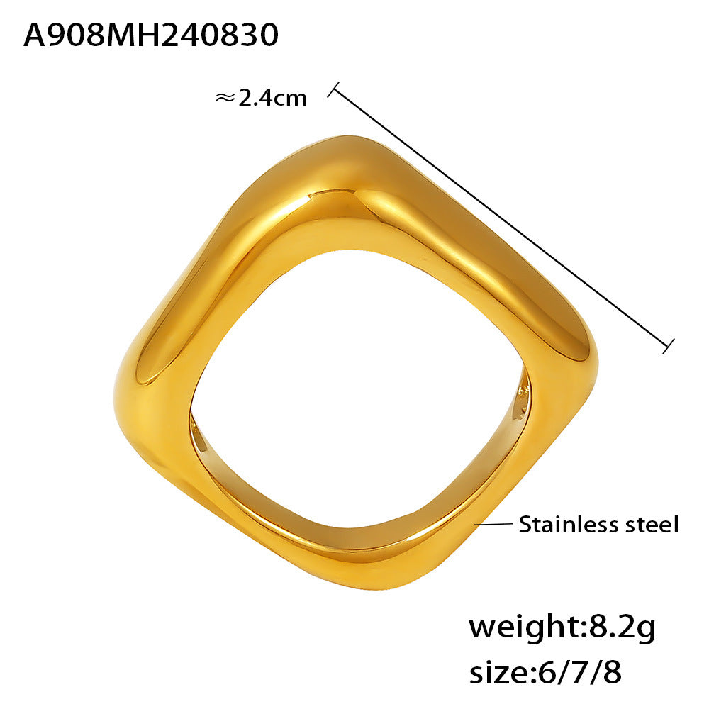 Damen Modischer Ring mit modernem, geschwungenem Design aus Edelstahl Shop Nory