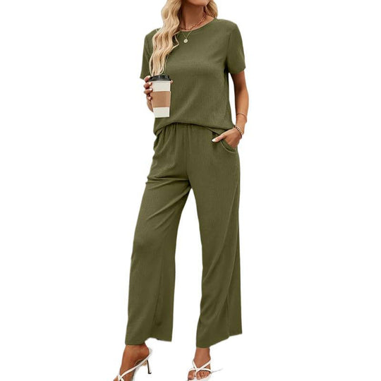 Damen Kurzarm-Overall mit Rüschendetails und Bindegürtel