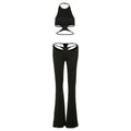 Damen Stylischer High-Waist Jumpsuit mit Cut-Out-Details und weitem Bein