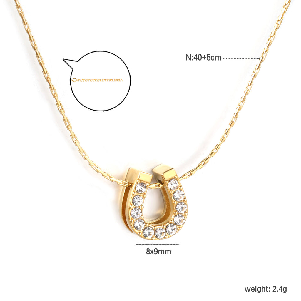 Damen Halskette mit funkelndem Hufeisen-Anhänger und eleganter Kettenstruktur Shop Nory