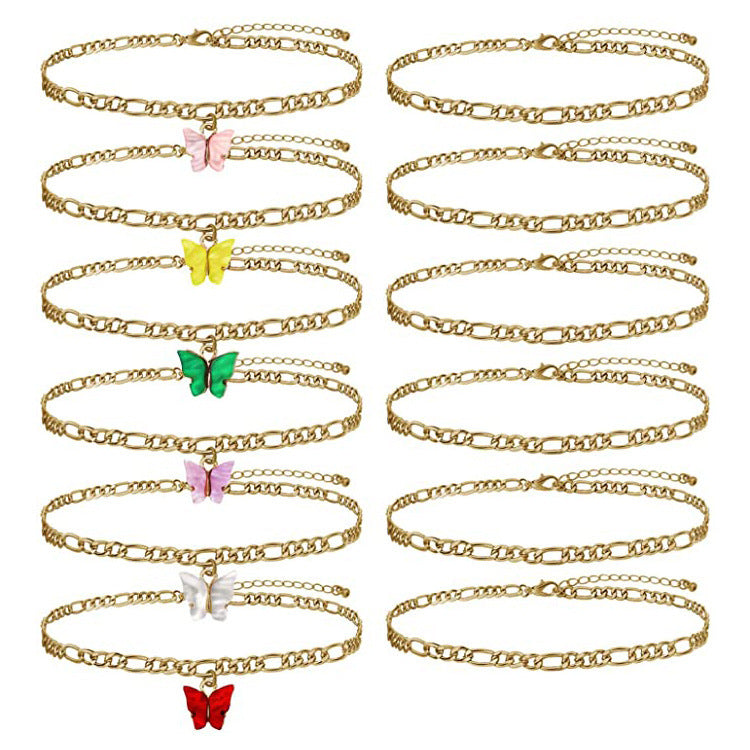 Damen Armband mit zartem Schmetterlingsanhänger in glänzender Gliederkette Shop Nory