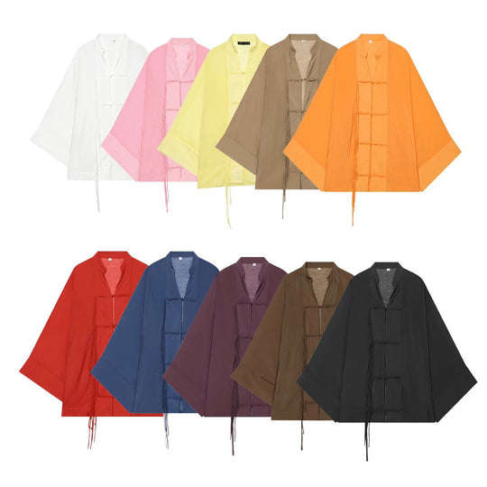 Damen Kimono-Capejacke mit Chinaknopfverschluss und langen Quasten Shop Nory
