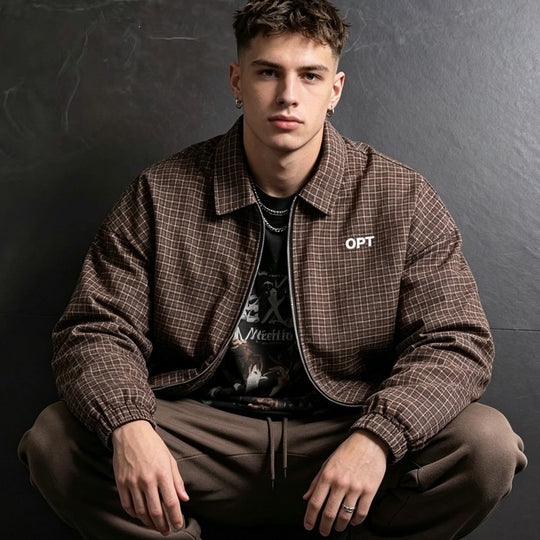 Herren Karierte Utility Jacke Shop Nory