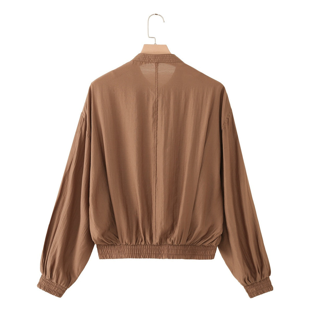 Damen leichte Blouson‑Jacke mit Faltenfront, Stehkragen und Gummizugsaum Shop Nory