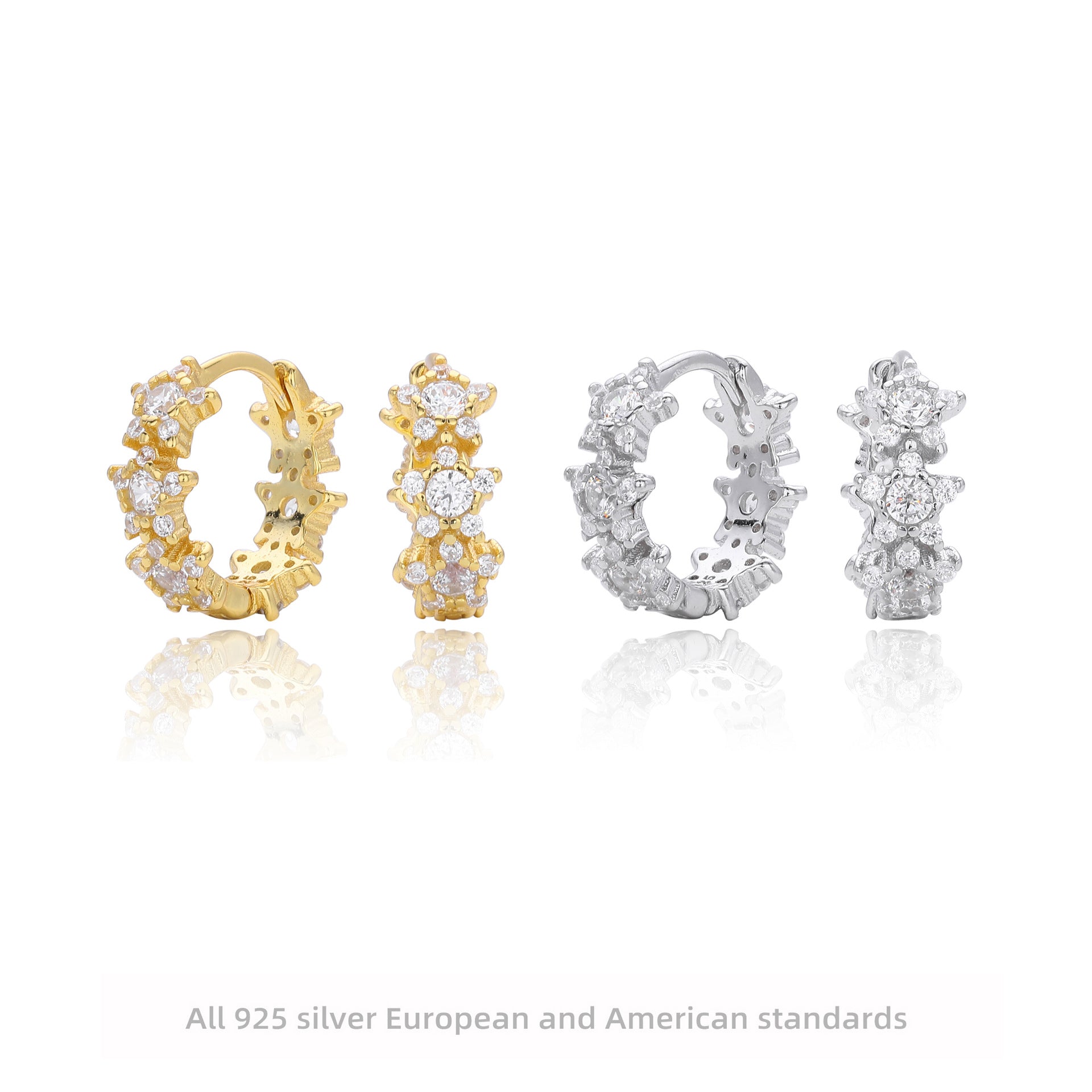 Damen Creolen mit luxuriösem Zirkonbesatz aus 925 Sterling Silber Shop Nory