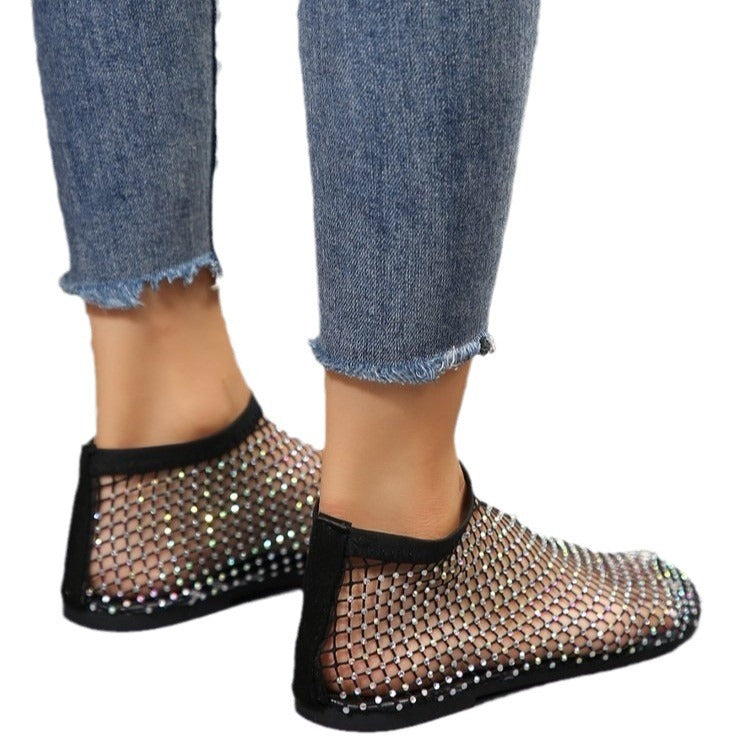 Damen Elegante und funkelnde Netz-Sandalen mit transparentem Design