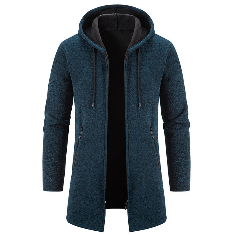 Herren praktische und stilvolle Fleecejacke mit Kapuze und Reißverschlusstaschen