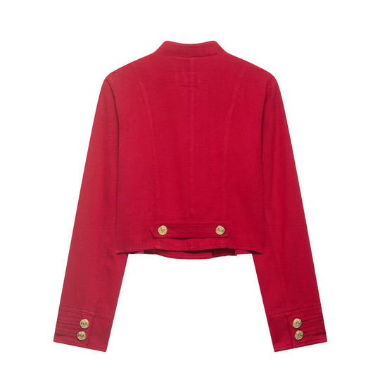 Damen Cropped Militärjacke im Matrosenstil mit goldenen Zierriegeln und Stehkragen Shop Nory