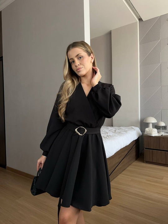 Damen Wickelkleid mit tailliertem Herzgürtel und voluminösem Swing-Rock Shop Nory