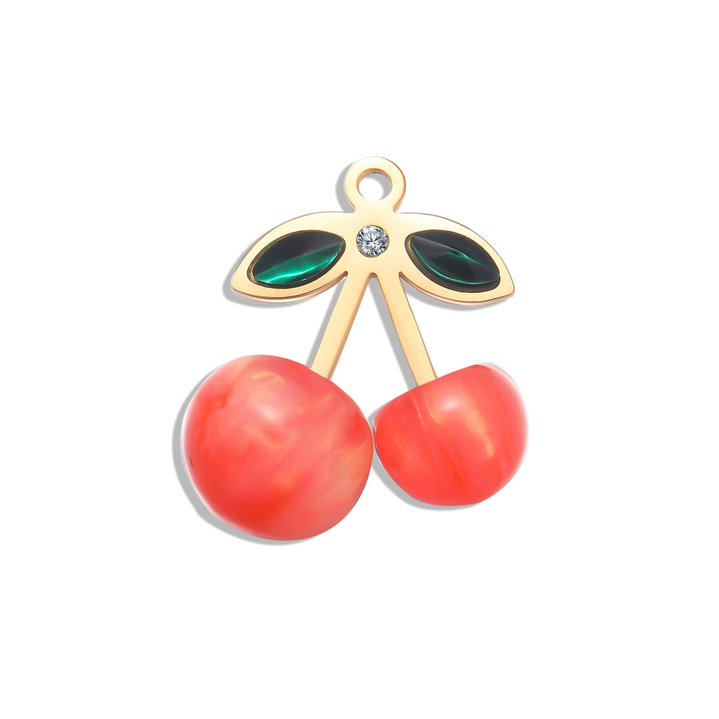 Damen Schmuckanhänger mit Kirschmotiv und funkelnden Kristallen Shop Nory