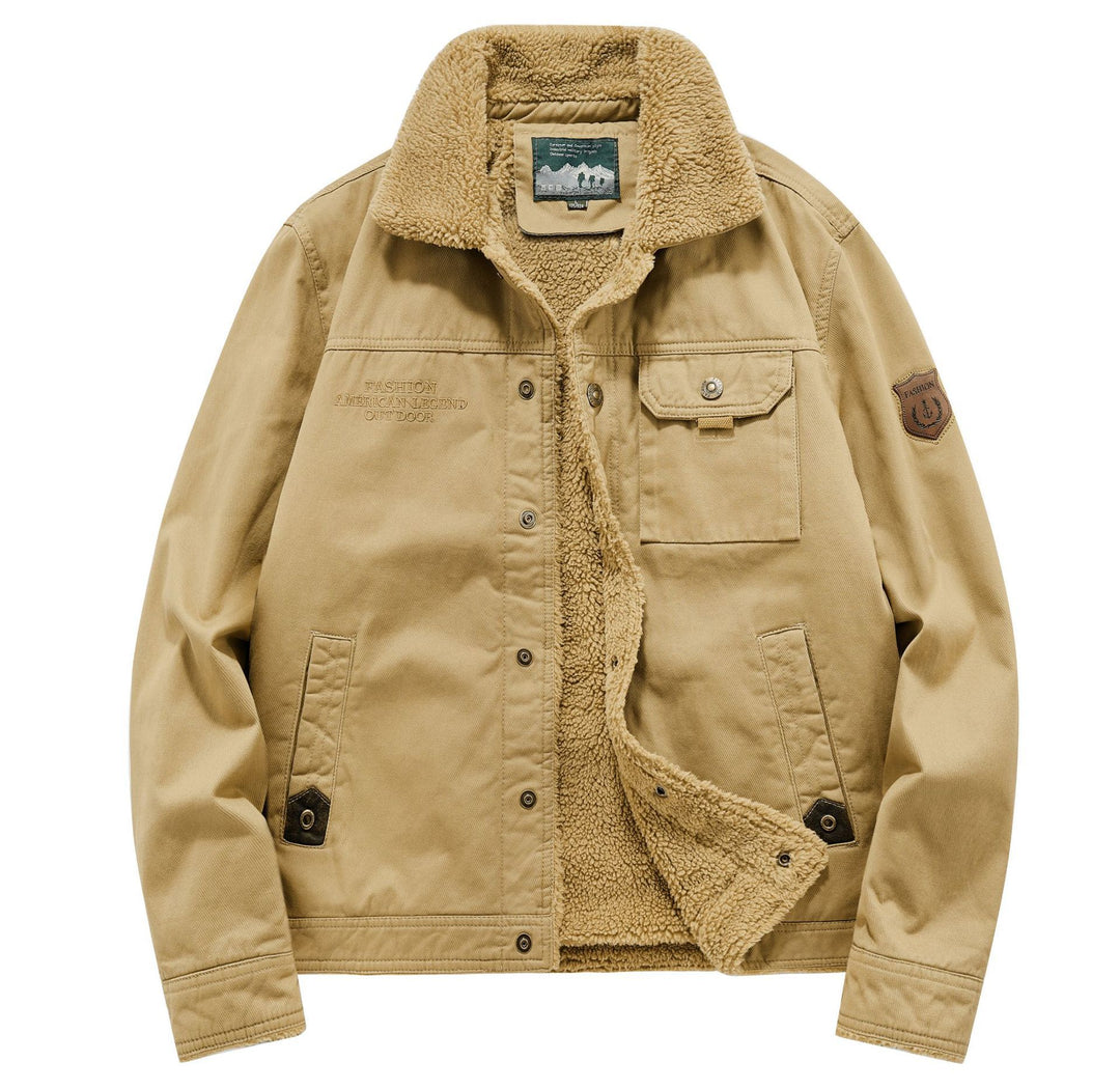 Herren Canvas-Fieldblouson mit Sherpa‑Fütterung, wärmender Teddyinnenlage und Utility-Brusttaschen Shop Nory
