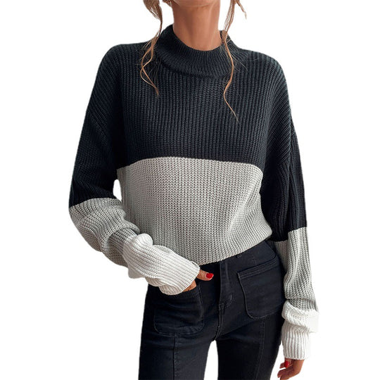 Damen Oversize Strukturstrickpullover mit geripptem Rundhalsausschnitt und überschnittener Schulter Shop Nory