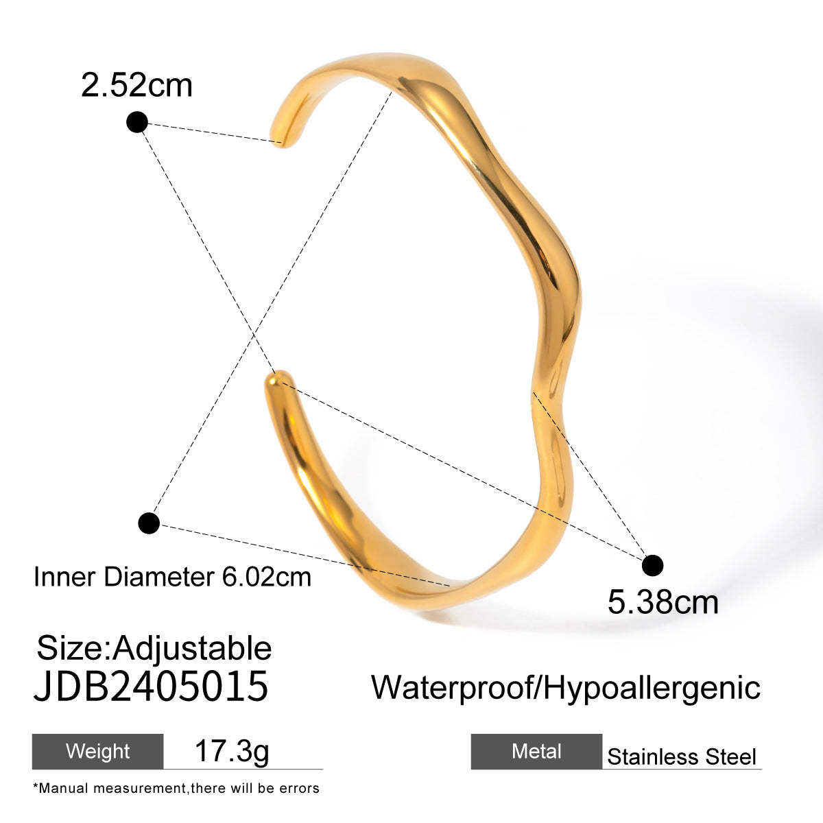 Damen Offenes Armband aus hochwertigem Edelstahl mit hypoallergenen und wasserfesten Eigenschaften Shop Nory