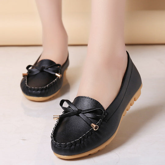 Damen Lederoptik Mokassin-Slipper mit Dekorschleife und profiliertem Gummisohlen-Design Shop Nory