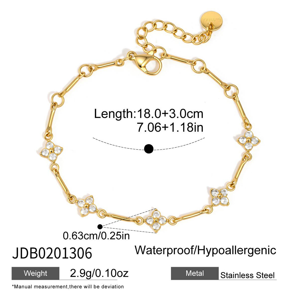Damen Armband mit funkelnden Kristallverzierungen und hypoallergenem Edelstahl Shop Nory