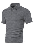 Herren nan körperbetontes Kurzarm-Polo aus elastischem Jacquardstrick mit Hemdkragen