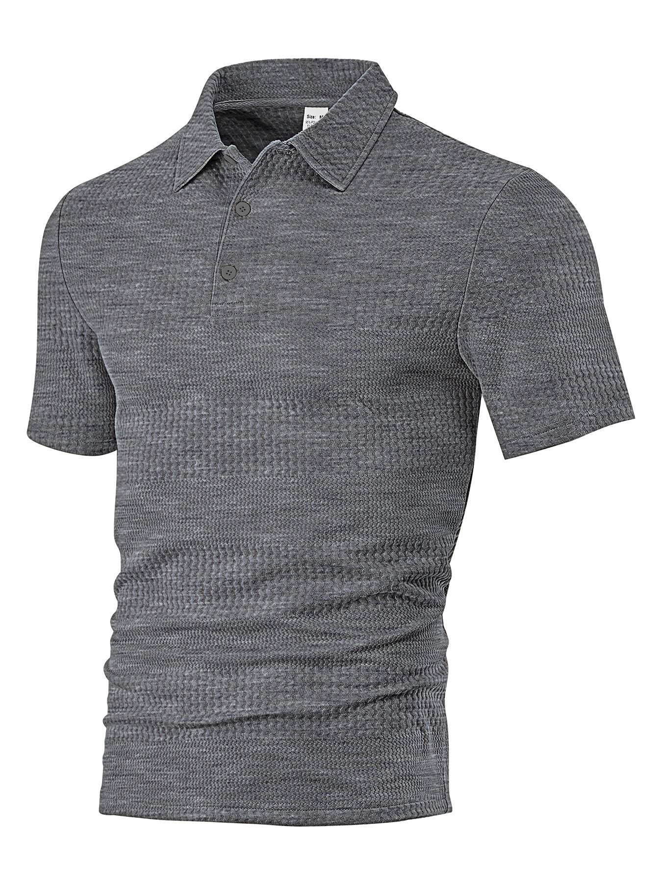 Herren nan körperbetontes Kurzarm-Polo aus elastischem Jacquardstrick mit Hemdkragen