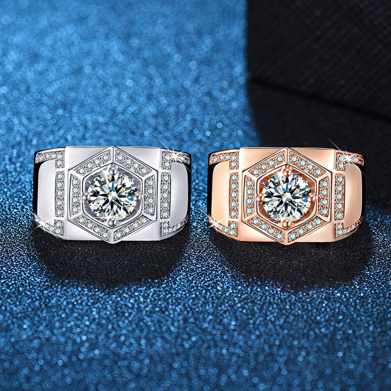 Damenring mit hexagonalem Design und funkelndem Zirkonia-Besatz Shop Nory