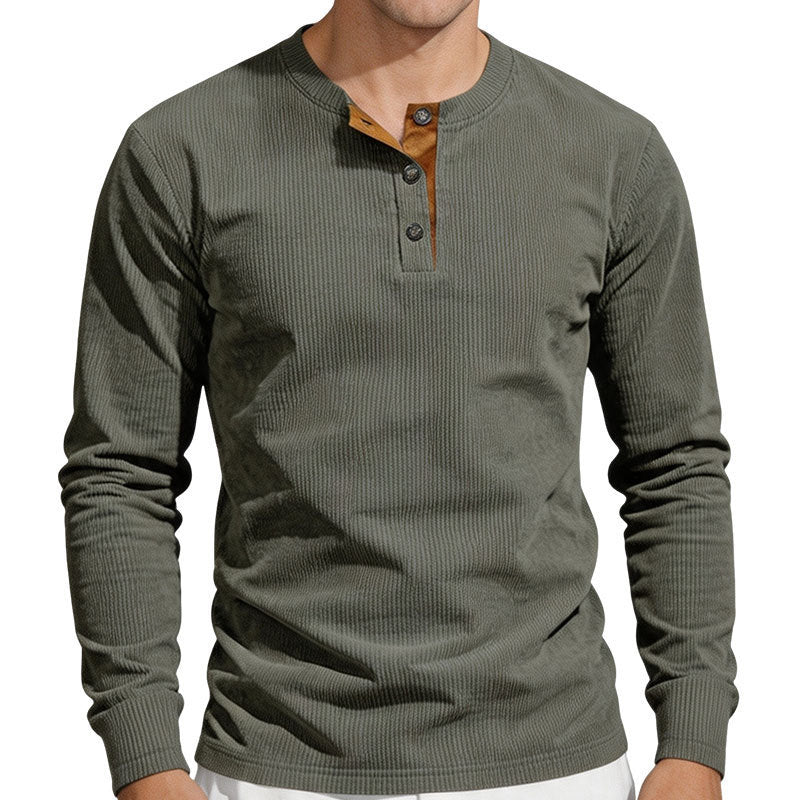 Herren Thermo-Ripp-Langarm-Henleyshirt mit Knopfleiste Shop Nory