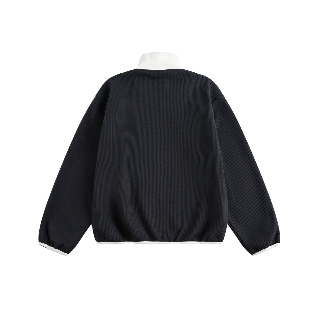 Damen Waffelstruktur Zipjacke im Boxy‑Cut mit Stehkragen und Hundestickerei Shop Nory