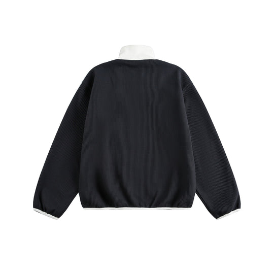 Damen Waffelstruktur Zipjacke im Boxy‑Cut mit Stehkragen und Hundestickerei Shop Nory