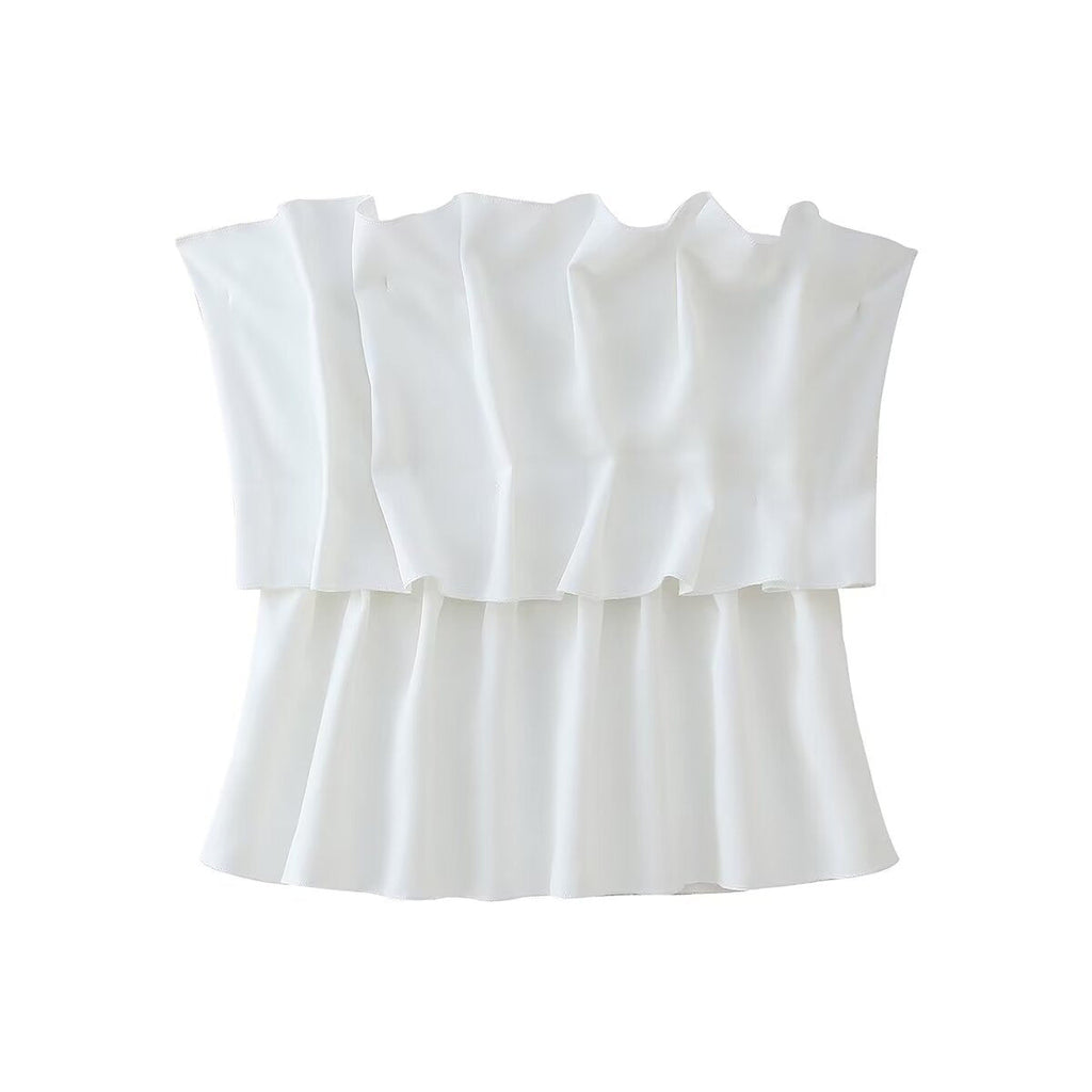 Damen ärmelloses Blusentop mit voluminösem Rüschendesign Shopnory