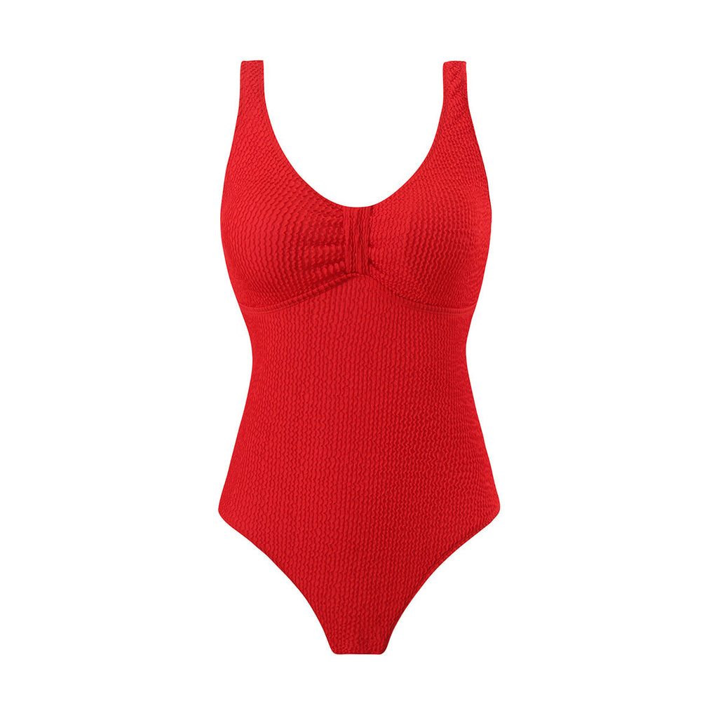 Damen Einteiliger Badeanzug mit raffinierten Rippstrick-Details