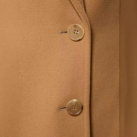 Damen Cape-inspirierter Maxilanger Mantel aus Wollmix mit schmalem Revers Shop Nory