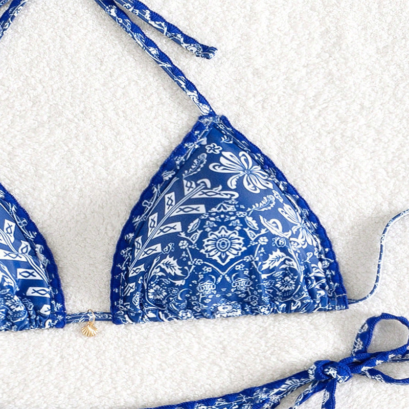 Damen Triangel-Bikini mit floralem Muster Shopnory