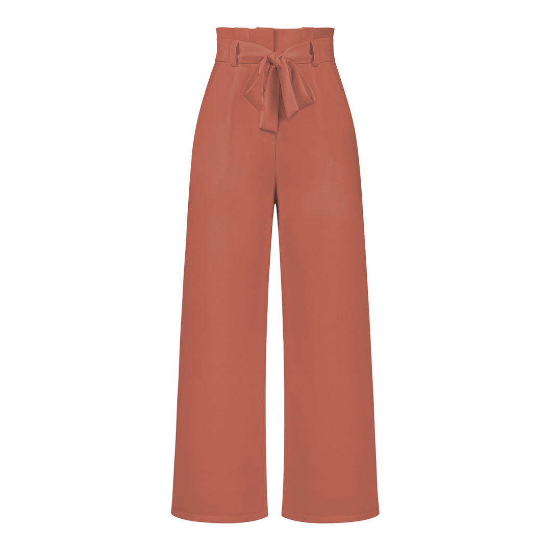 Damen hochtaillierte Paperbag-Hose mit weitem Bein und Taillengürtel Shop Nory