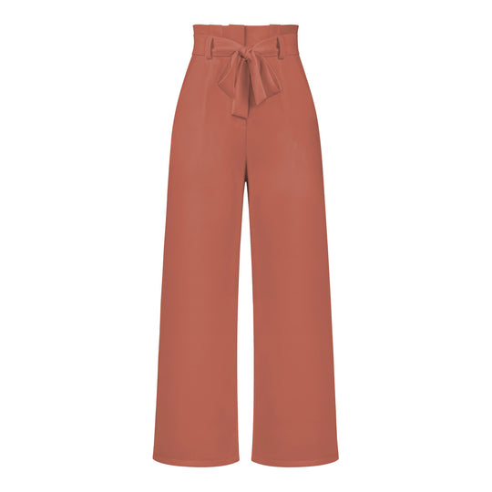 Damen hochtaillierte Paperbag-Hose mit weitem Bein und Taillengürtel Shop Nory