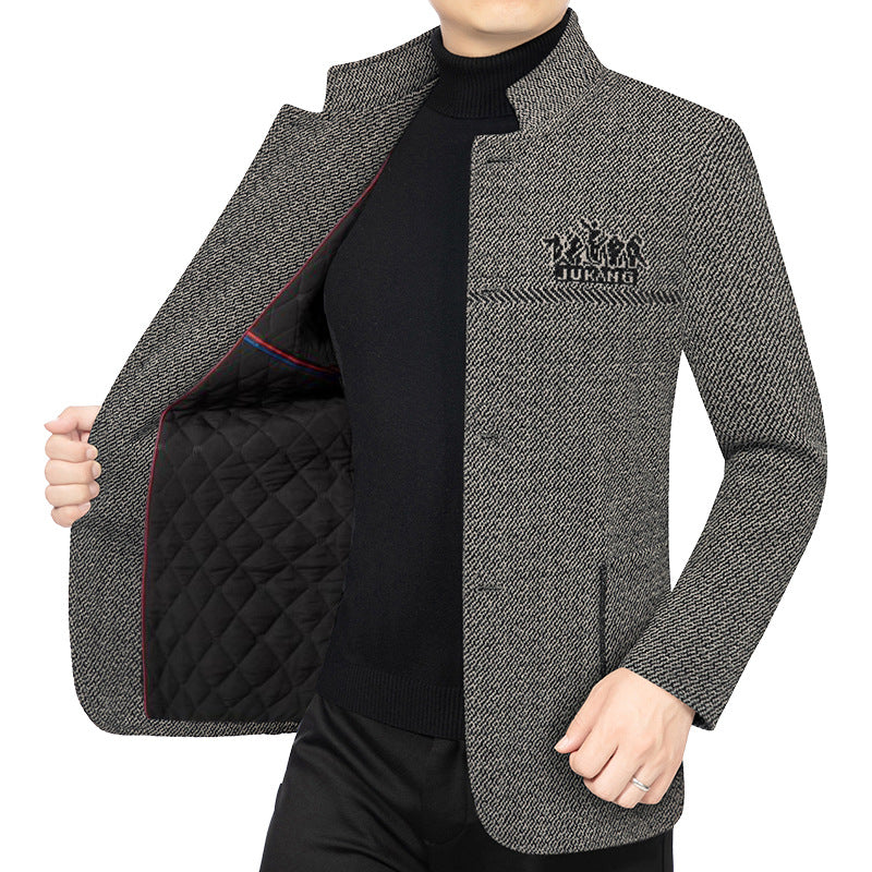 Herren Wollmantel mit Teddyfutter, Stehkragen und schmaler Silhouette Shop Nory