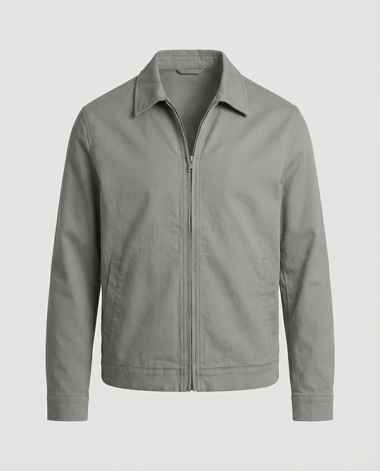 Herren kastige Zip-Jacke mit Hemdkragen und minimalistischen Teilungsnähten