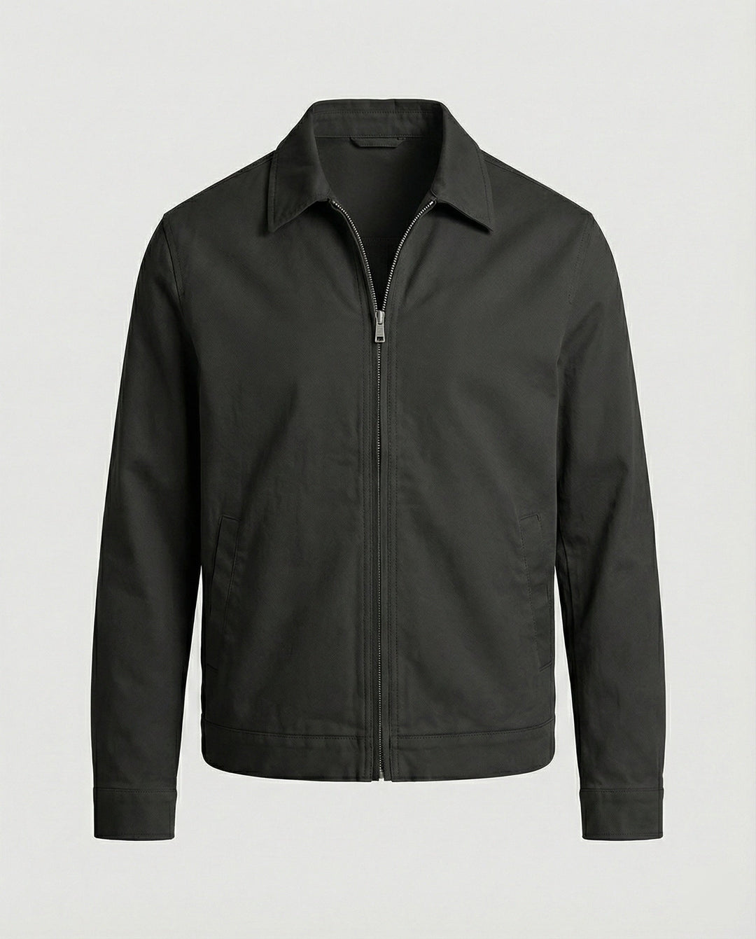 Herren kastige Zip-Jacke mit Hemdkragen und minimalistischen Teilungsnähten