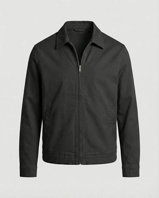 Herren kastige Zip-Jacke mit Hemdkragen und minimalistischen Teilungsnähten
