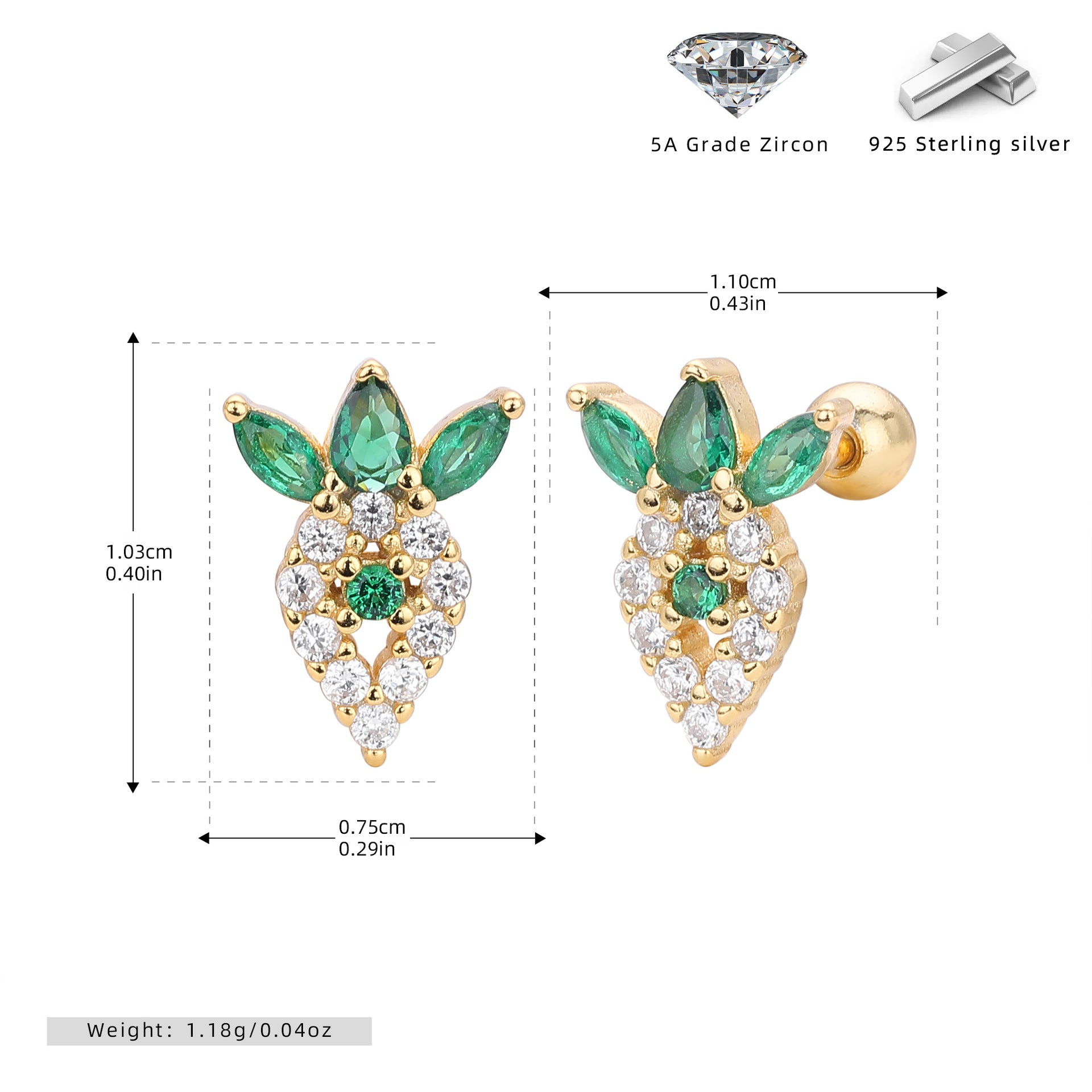 Damen Ohrstecker mit luxuriösem Zirkon-Besatz und elegantem Blattdesign Shop Nory