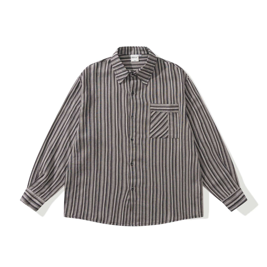 Herren Lockeres Overshirt-Hemd mit gestreifter Webstruktur, Brusttasche und legerem Schnitt Shop Nory